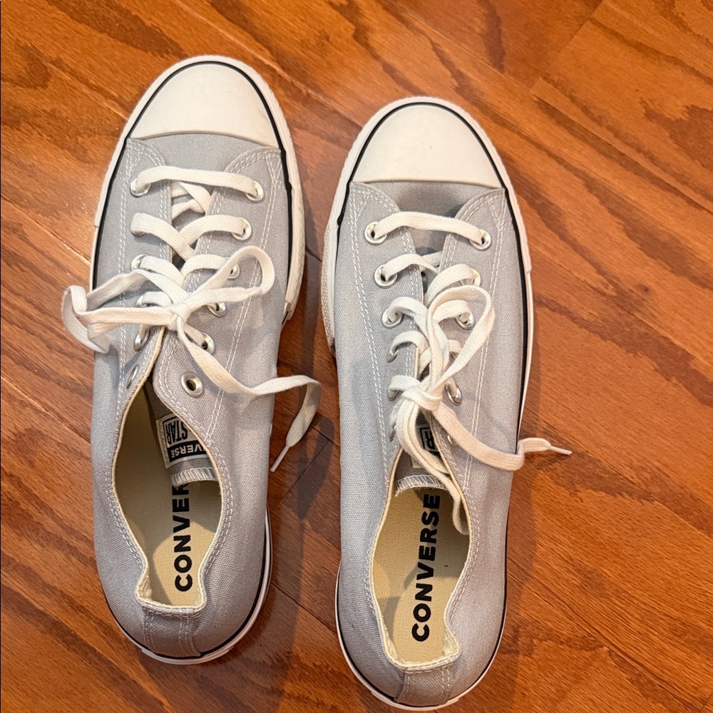 Converse Low Top Canvas Sneakers in Gray and White